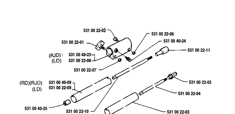 Tube Assembly Diagram and Parts List for 1992-01 Husqvarna Trimmer