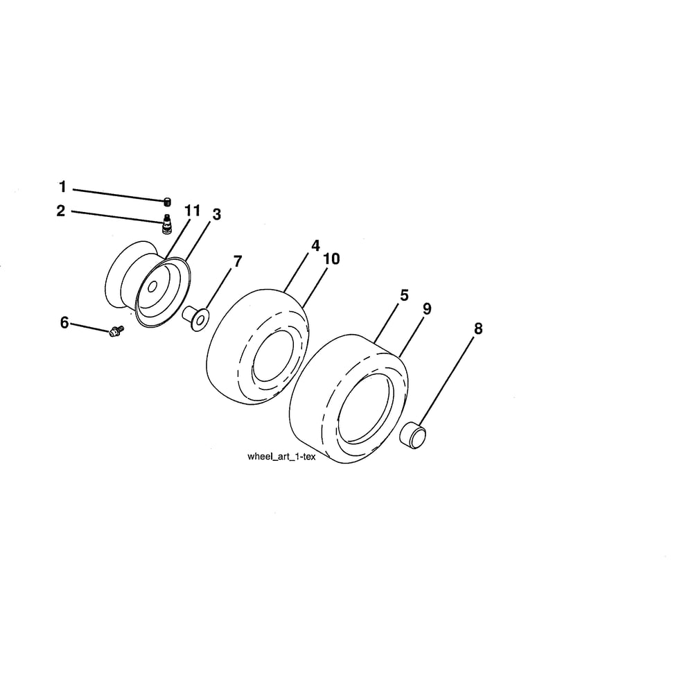 Wheels & Tires Diagram and Parts List for  Husqvarna Lawn Tractor