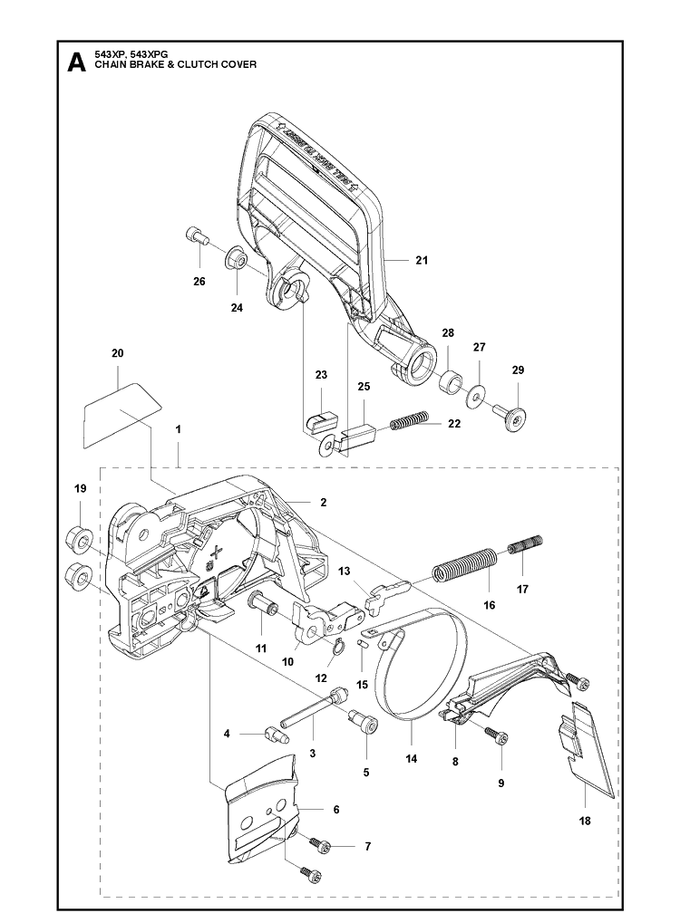 Chain Brake And Clutch Cover Diagram and Parts List for 20173200001-Current Husqvarna Chainsaw