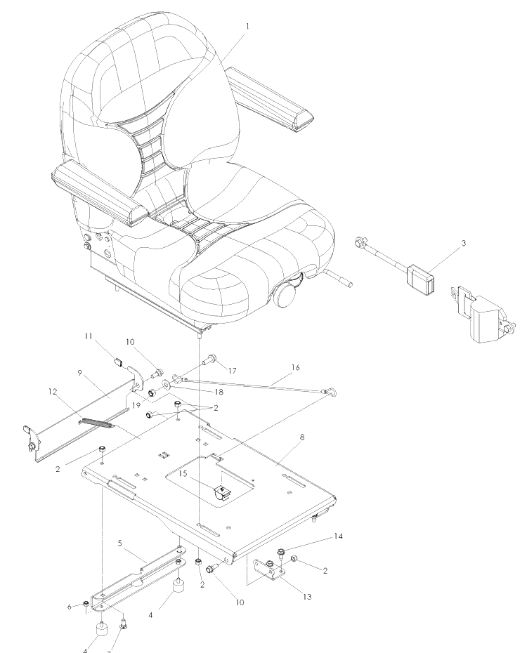 Seat Diagram and Parts List for IZ21 (968999774)(2008-01) Husqvarna Lawn Mower