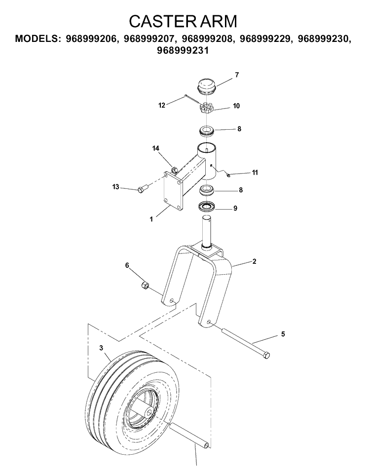 Casters Diagram and Parts List for IZ5223 (968999208)(2004-09) Husqvarna Lawn Mower