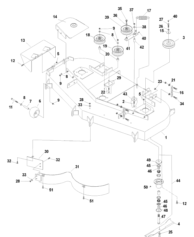 Deck Assembly 52 Inch Diagram and Parts List for IZ5223KAA (968999207) (033600000 and Up)(2004-09) Husqvarna Lawn Mower