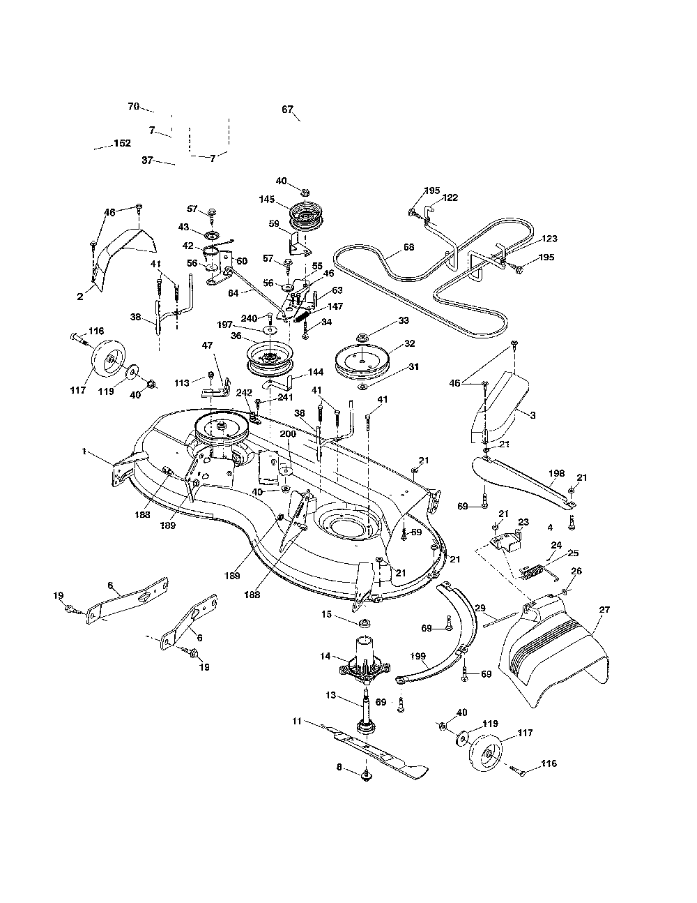 Mower deck Diagram and Parts List for  Husqvarna Lawn Tractor