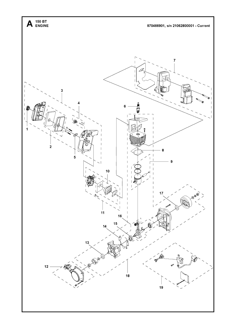 Engine Diagram and Parts List for 2022 Husqvarna Leaf Blower / Vacuum