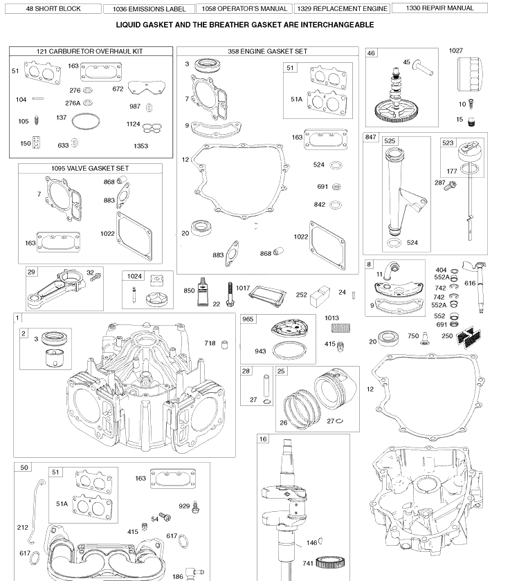 Briggs Engine Image 1 Diagram and Parts List for (917289630)(2010-05) Husqvarna Lawn Mower