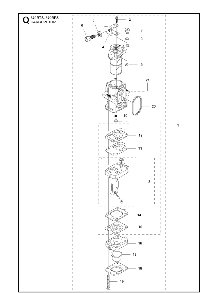 Carburetor Diagram and Parts List for 20111800001-Current Husqvarna Leaf Blower / Vacuum