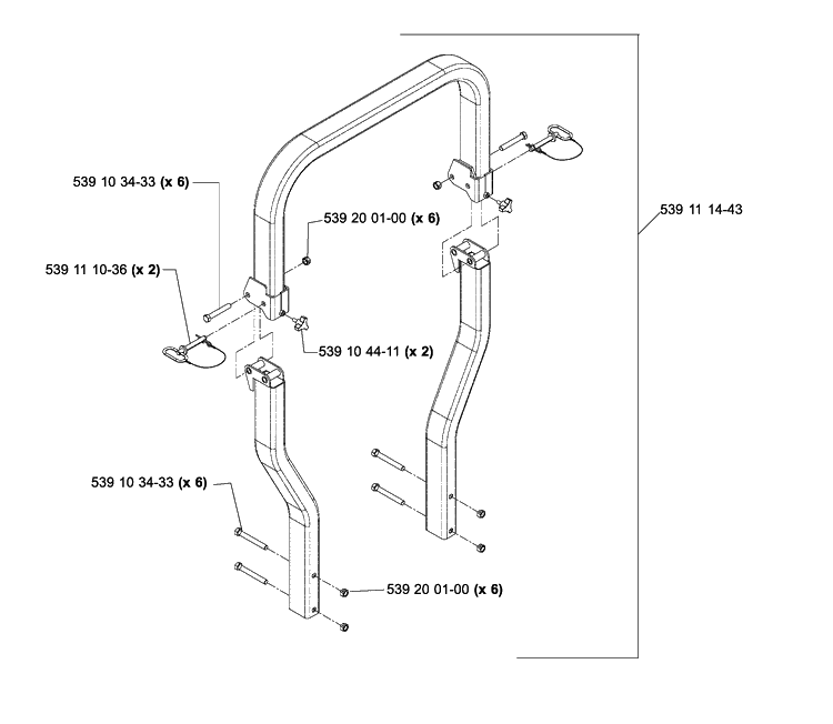 Rops Diagram and Parts List for IZ5225TXPKOA (968999307)(2005-12) Husqvarna Lawn Mower