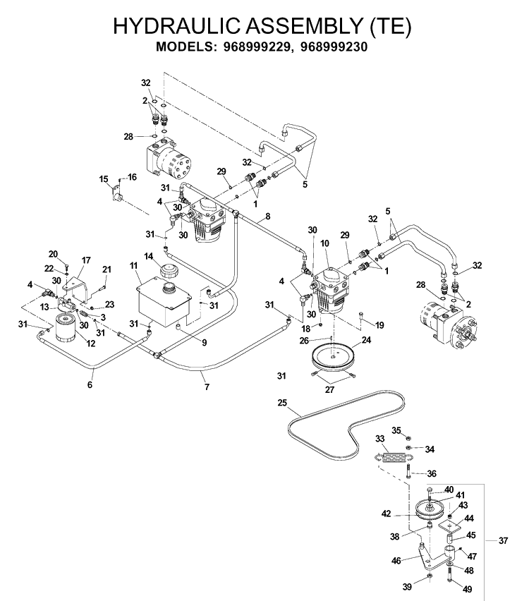 Hydraulic Pump - Motor Diagram and Parts List for IZ5223 (968999208)(2004-09) Husqvarna Lawn Mower