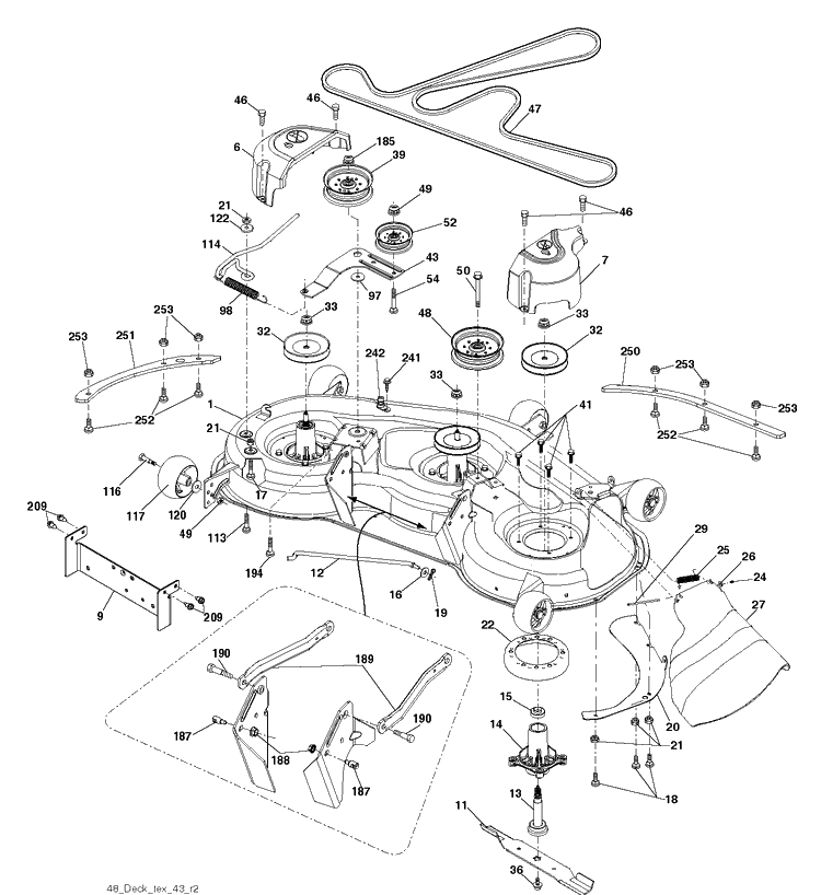 Mower Deck / Cutting Deck Diagram and Parts List for  Husqvarna Lawn Tractor