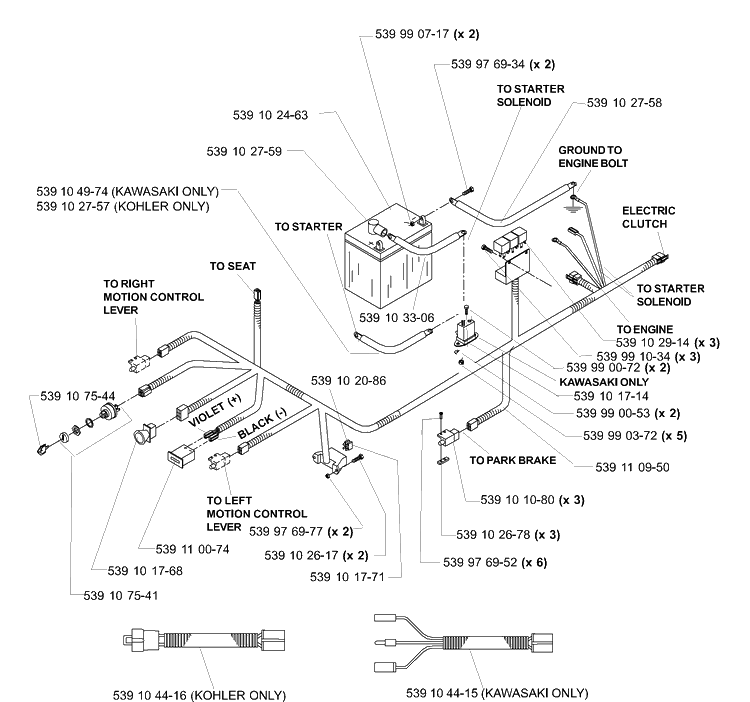 Wiring Assembly Diagram and Parts List for IZ5225TSPKOA 2006-02 Husqvarna Lawn Mower