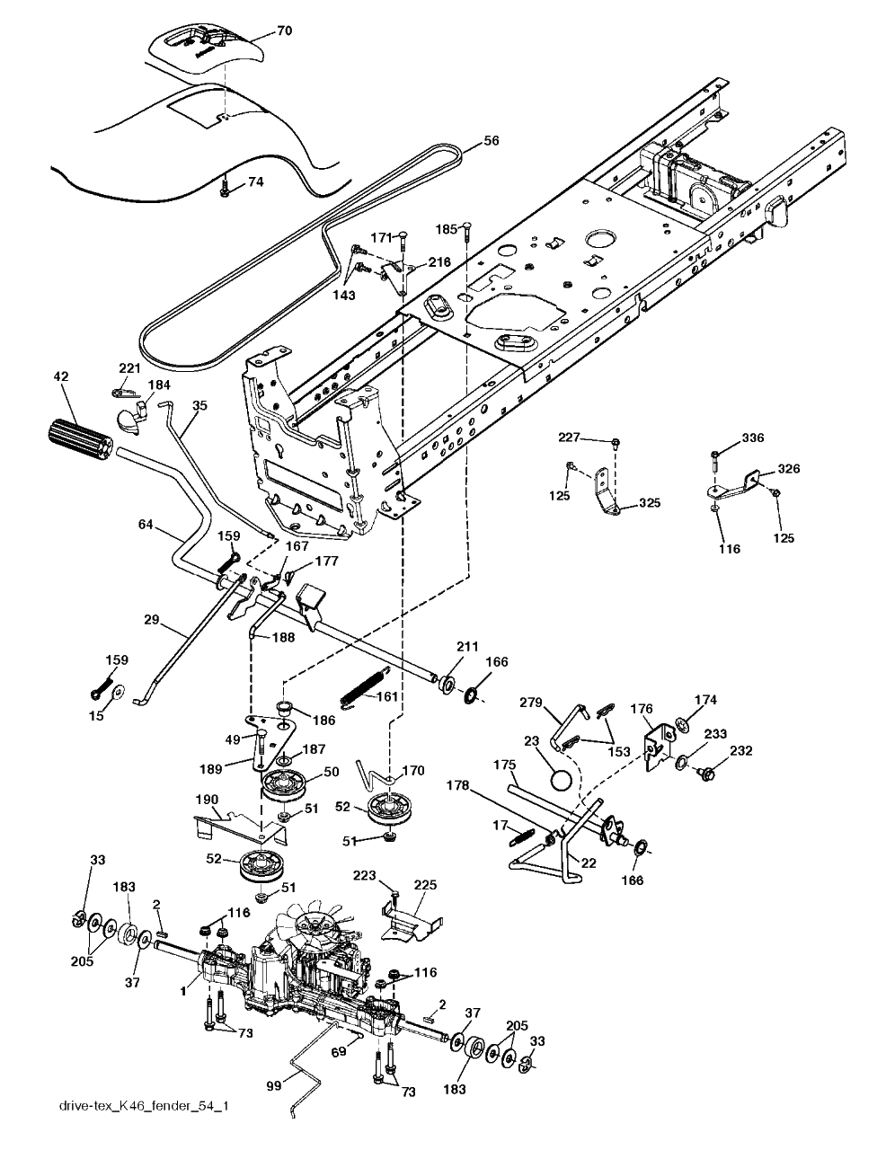 Drive 2 Diagram and Parts List for (917243820)(2017-12) Husqvarna Lawn Tractor