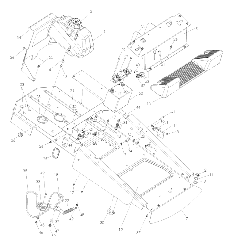 Chassis / Frame  1 Diagram and Parts List for (968999281)(2007-04) Husqvarna Lawn Mower