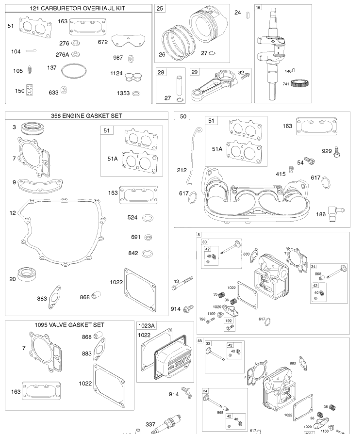 Briggs Engine Image 2 Diagram and Parts List for (917289571)(2010-04) Husqvarna Lawn Mower