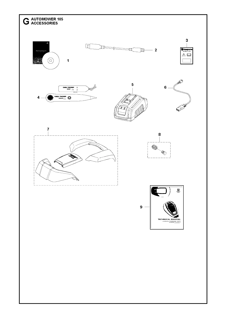 Accessories Diagram and Parts List for 2017-01 Husqvarna Lawn Mower