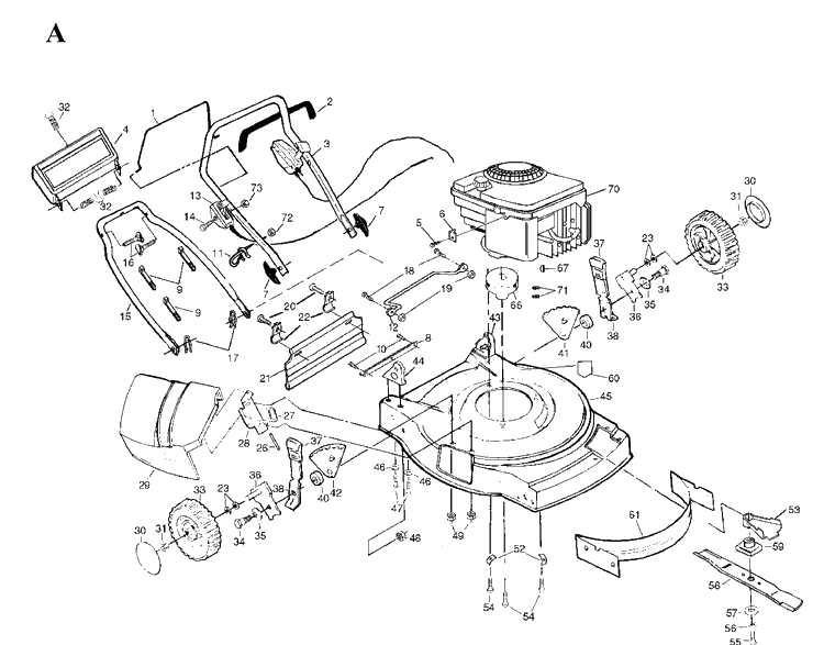 Frame And Engine 3 Diagram and Parts List for JET55  Husqvarna Lawn Mower
