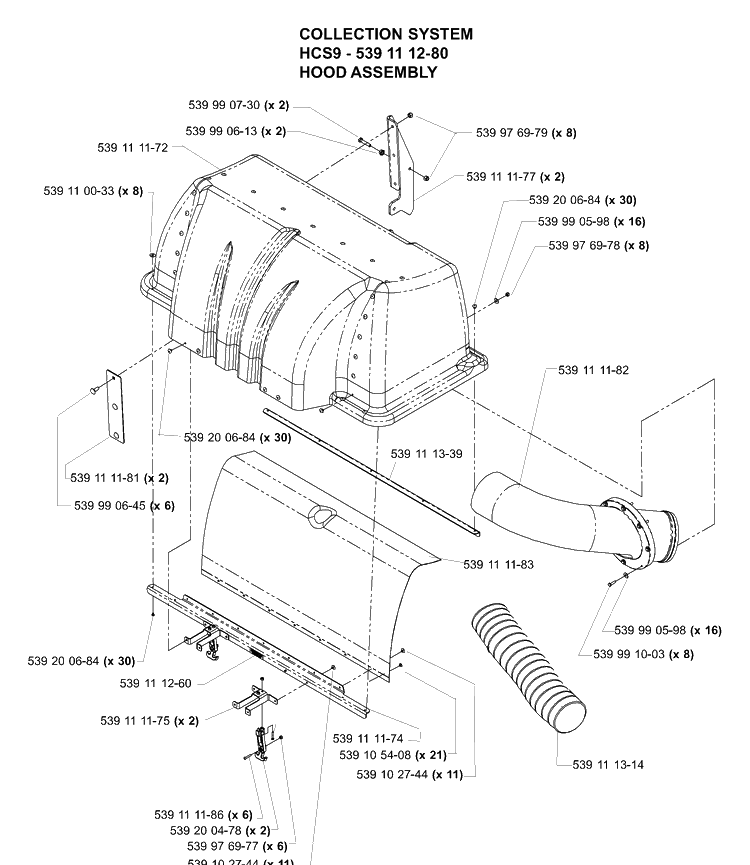 Accessories (Hood Assembly) Diagram and Parts List for IZ5225TSPKOA 2006-02 Husqvarna Lawn Mower