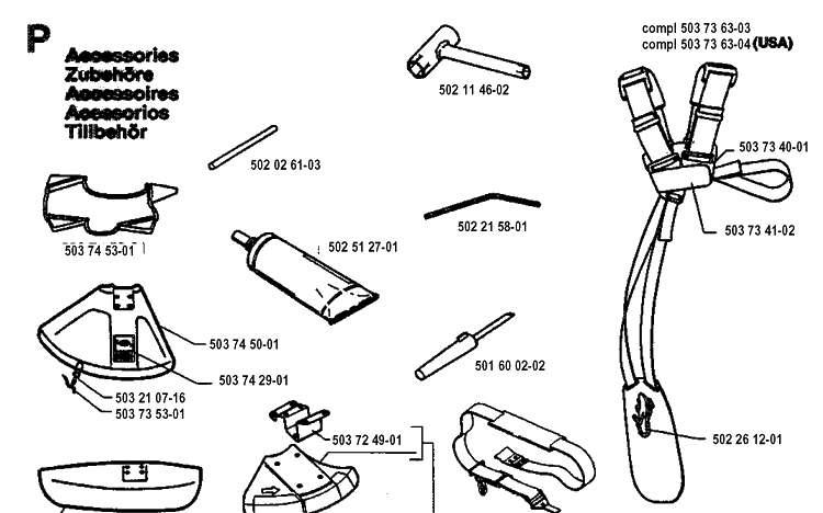 Accessories Diagram and Parts List for 19942300001-19951000000 Husqvarna Edger