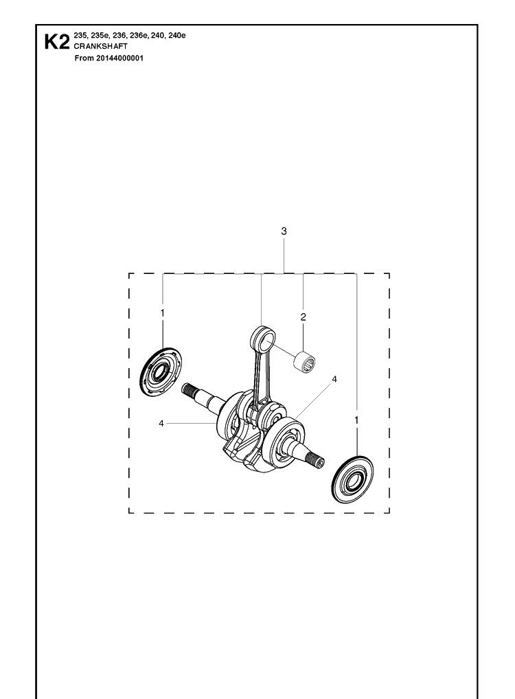 Crankshaft Diagram and Parts List for  Husqvarna Chainsaw