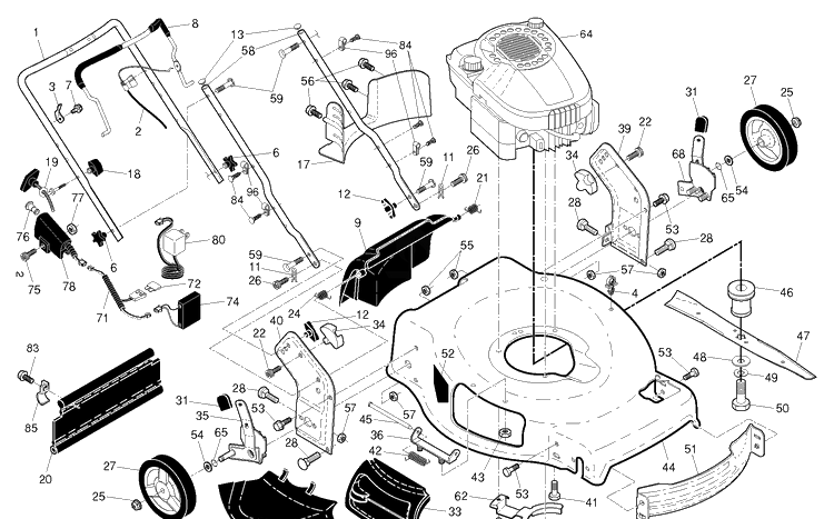 Frame And Engine 3 Diagram and Parts List for  Husqvarna Lawn Mower