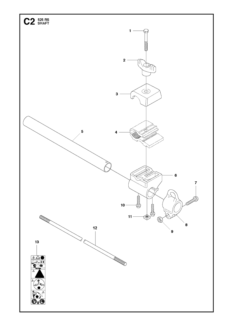 Shaft Diagram and Parts List for 2018-02 Husqvarna Brush Cutter