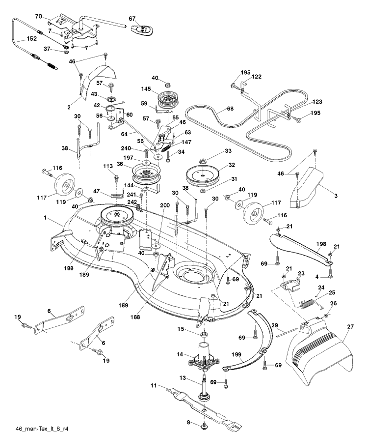 Mower Deck / Cutting Deck Diagram and Parts List for (96045002602)(2011-08) Husqvarna Lawn Tractor