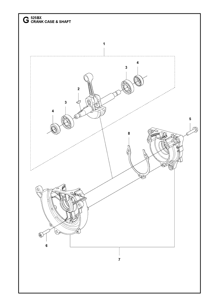 Crankcase Diagram and Parts List for  Husqvarna Leaf Blower / Vacuum