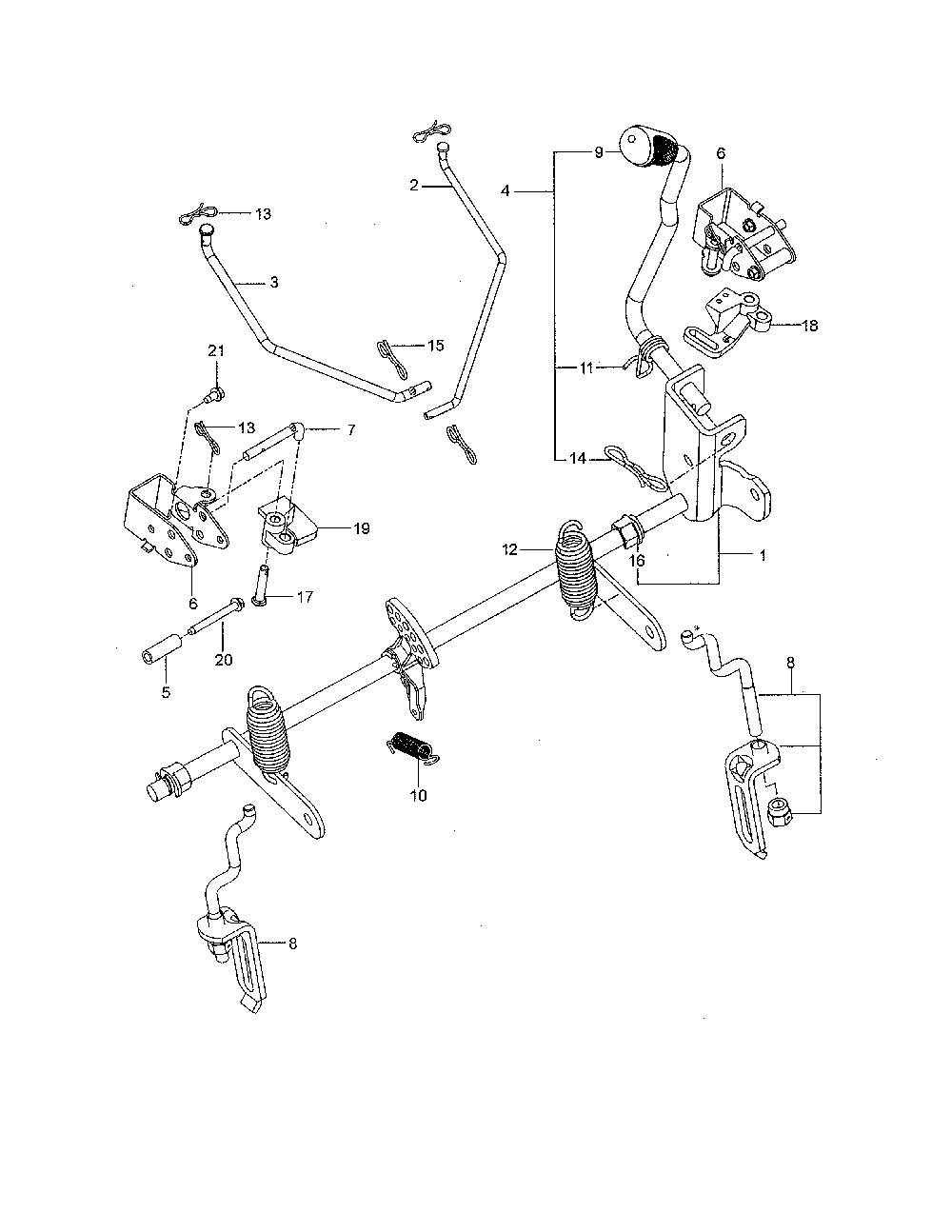 Brake/lift Diagram and Parts List for  Husqvarna Lawn Mower