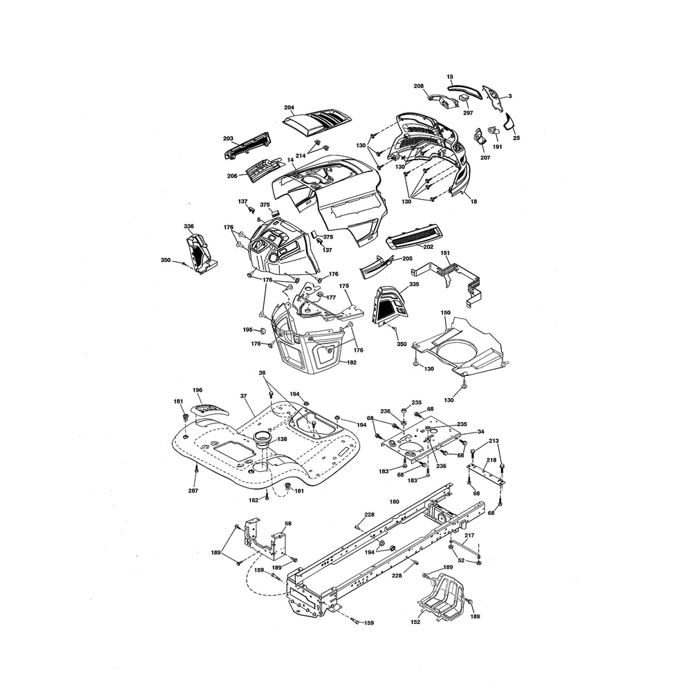 Chassis Diagram and Parts List for  Husqvarna Lawn Tractor