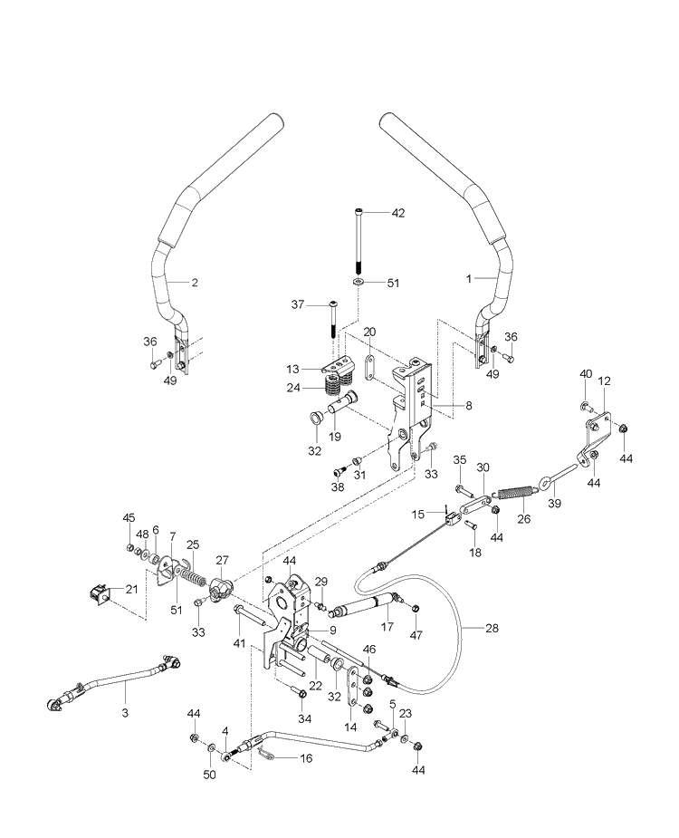 Steering - Controls And Damper Diagram and Parts List for  Husqvarna Lawn Mower