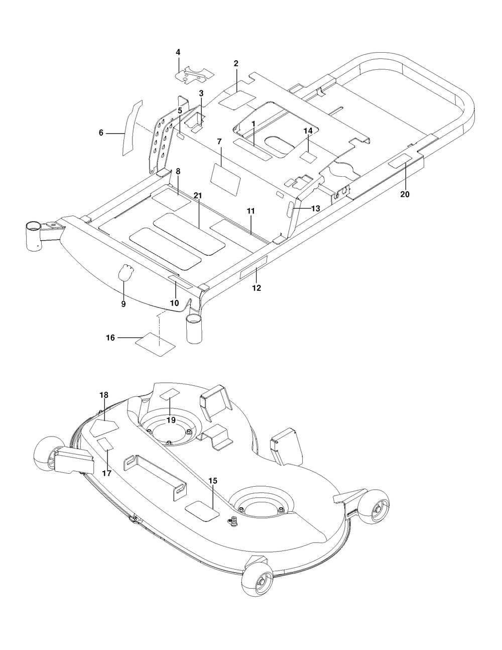 Decals Diagram and Parts List for (967009803)(2013-08) Husqvarna Lawn Tractor