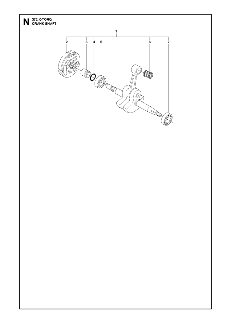 Crankshaft Diagram and Parts List for XPG X-TORQ Husqvarna Chainsaw