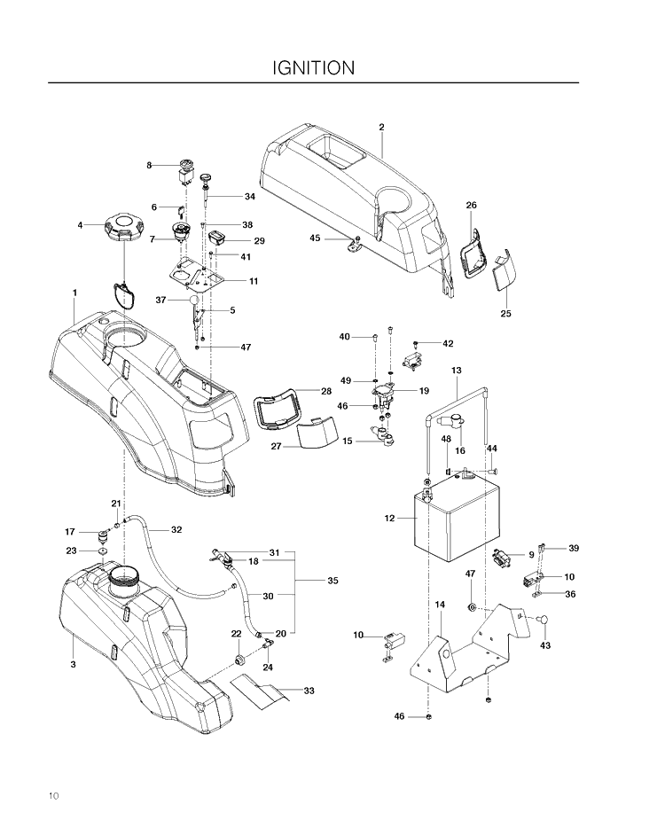 Ignition System Diagram and Parts List for (967009801)(2013-05) Husqvarna Lawn Mower