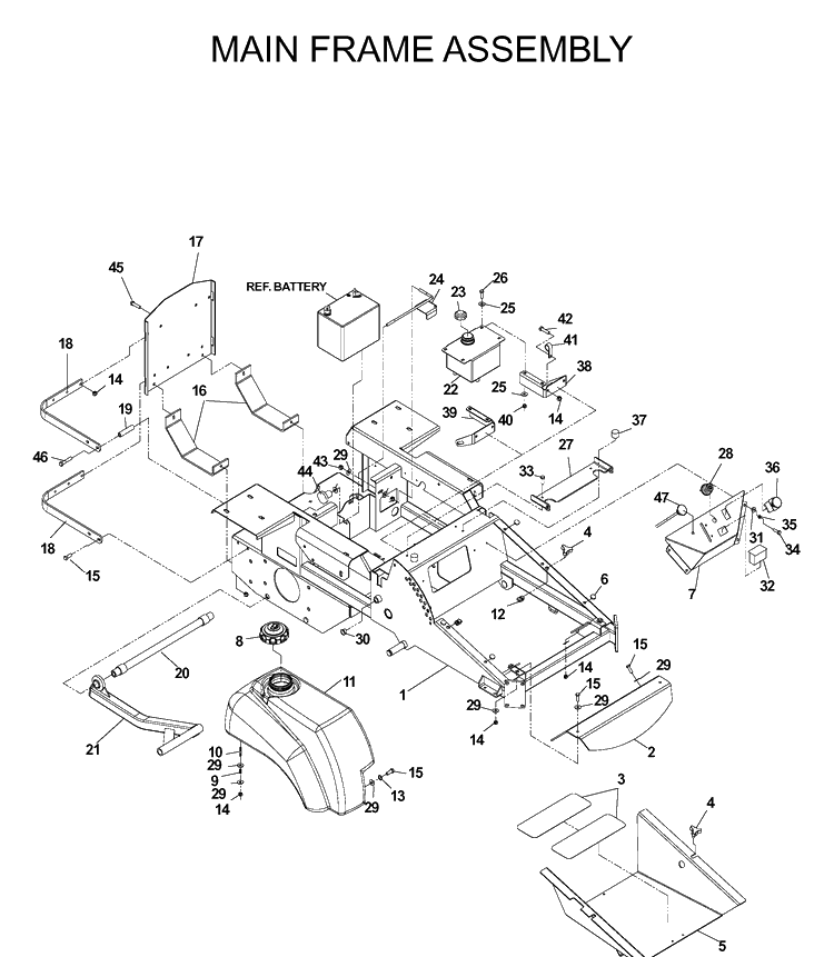 Mainframe, Left Side Diagram and Parts List for IZ5223 (968999208)(2004-09) Husqvarna Lawn Mower