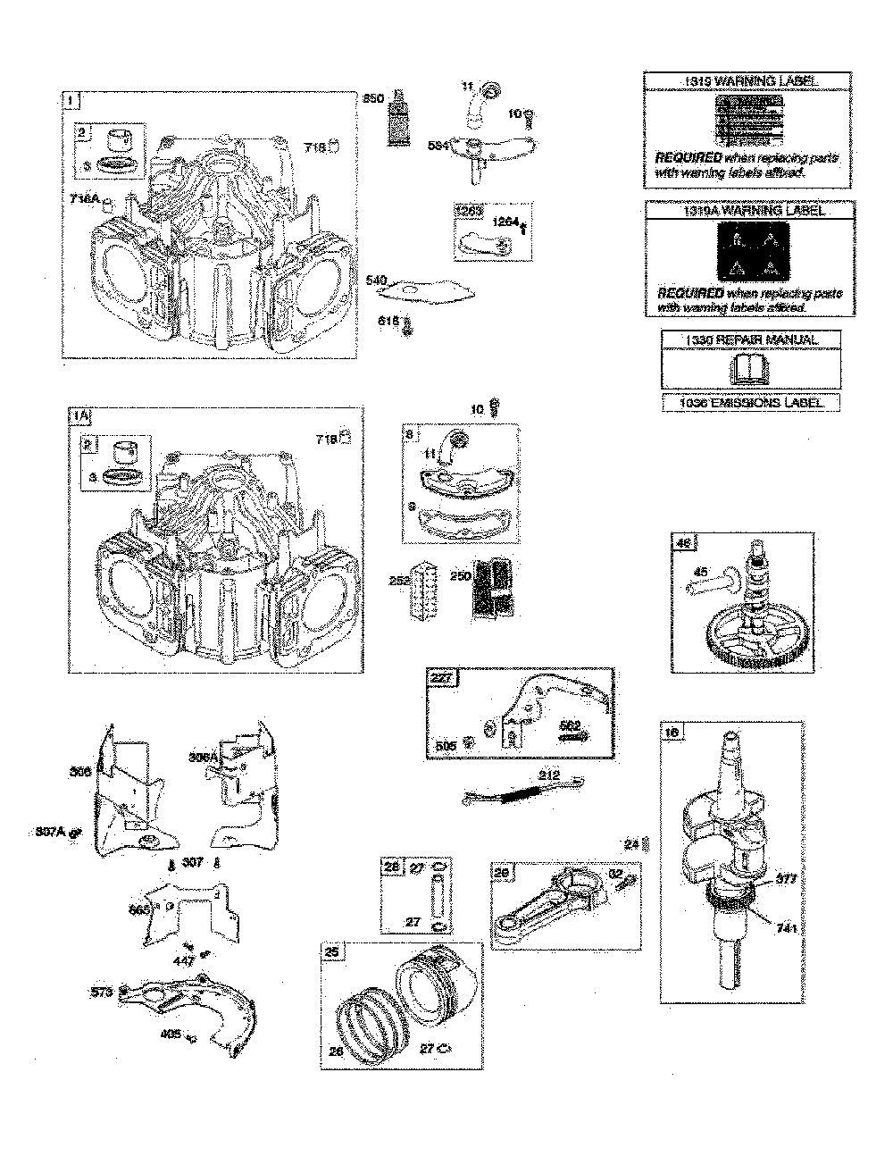 Cylinder/crankshaft/camshaft Diagram and Parts List for  Husqvarna Lawn Tractor