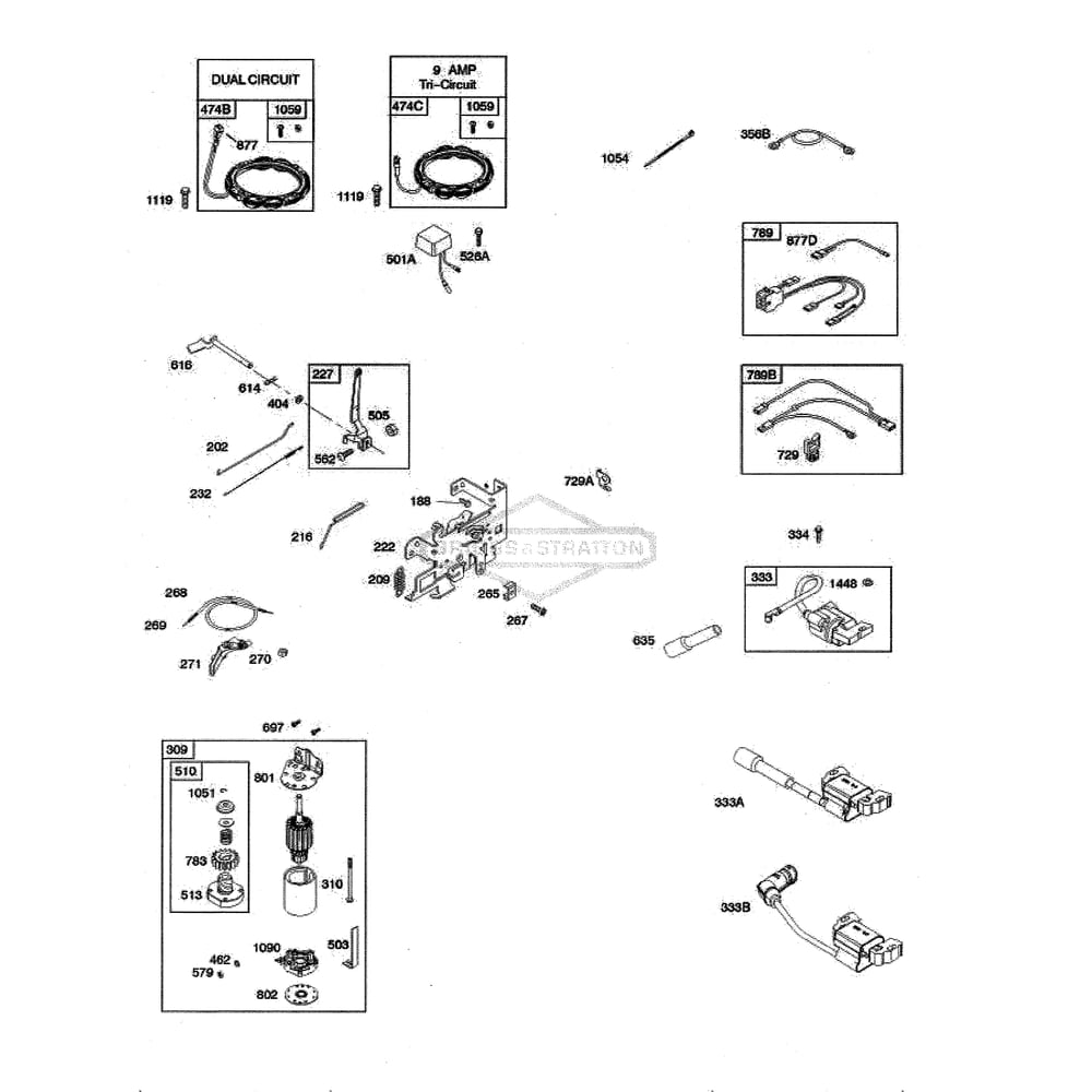 Engine >> Alternator/Electric Starter/Ignition Diagram and Parts List for  Husqvarna Lawn Tractor