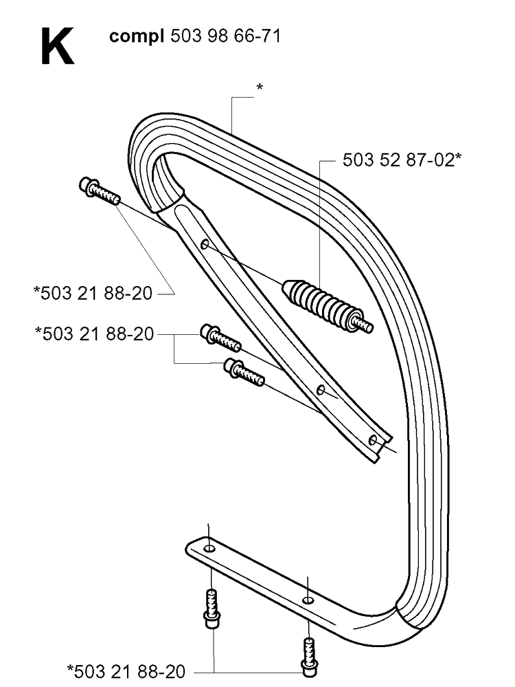 Handle Diagram and Parts List for 20011300001-20034000000 Husqvarna Chainsaw