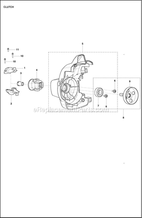 Clutch Diagram and Parts List for  Husqvarna Trimmer