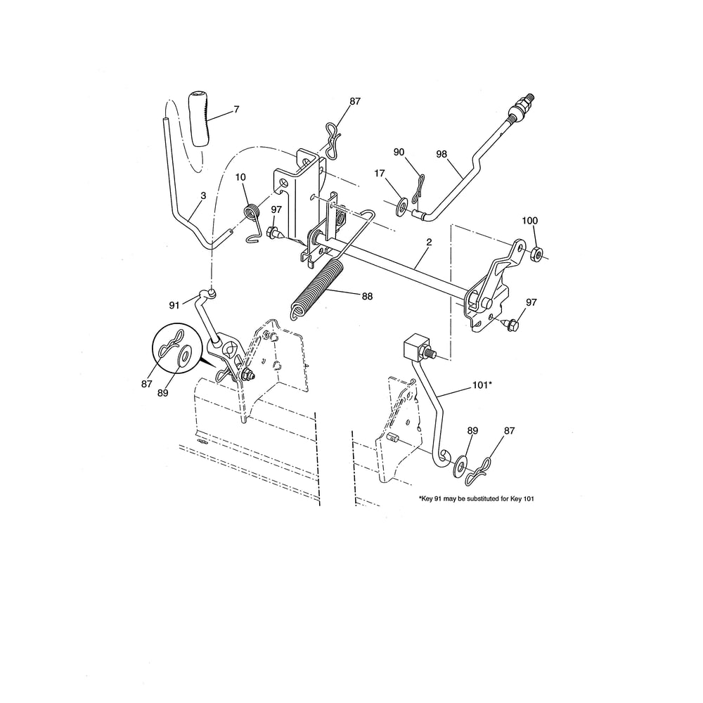 Mower Lift Diagram and Parts List for  Husqvarna Lawn Tractor