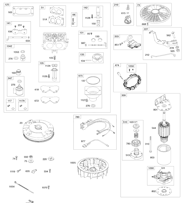 Briggs Engine Image 3 Diagram and Parts List for (917289620)(2010-05) Husqvarna Lawn Mower