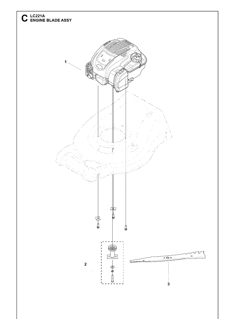 Engine And Cutting Equipment Diagram and Parts List for LC221A  Husqvarna Lawn Mower