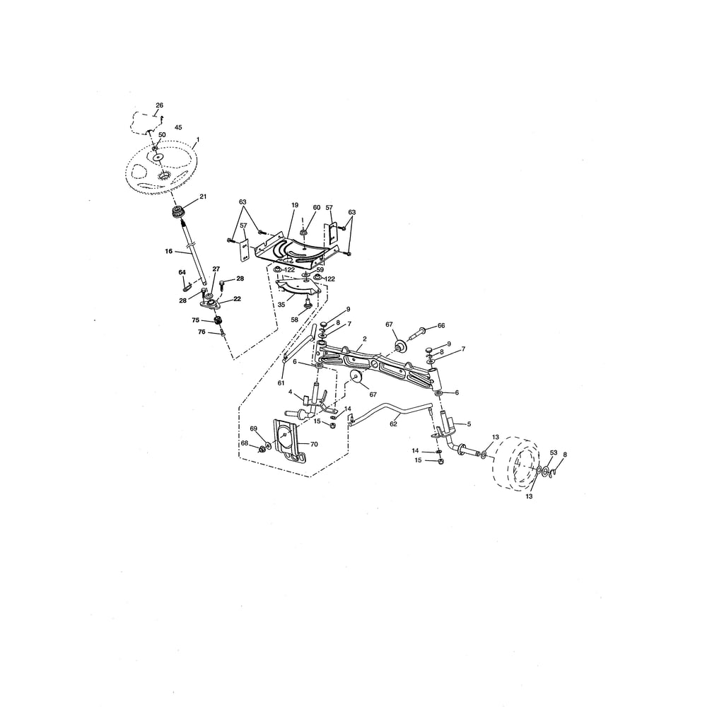 Steering Diagram and Parts List for  Husqvarna Lawn Tractor