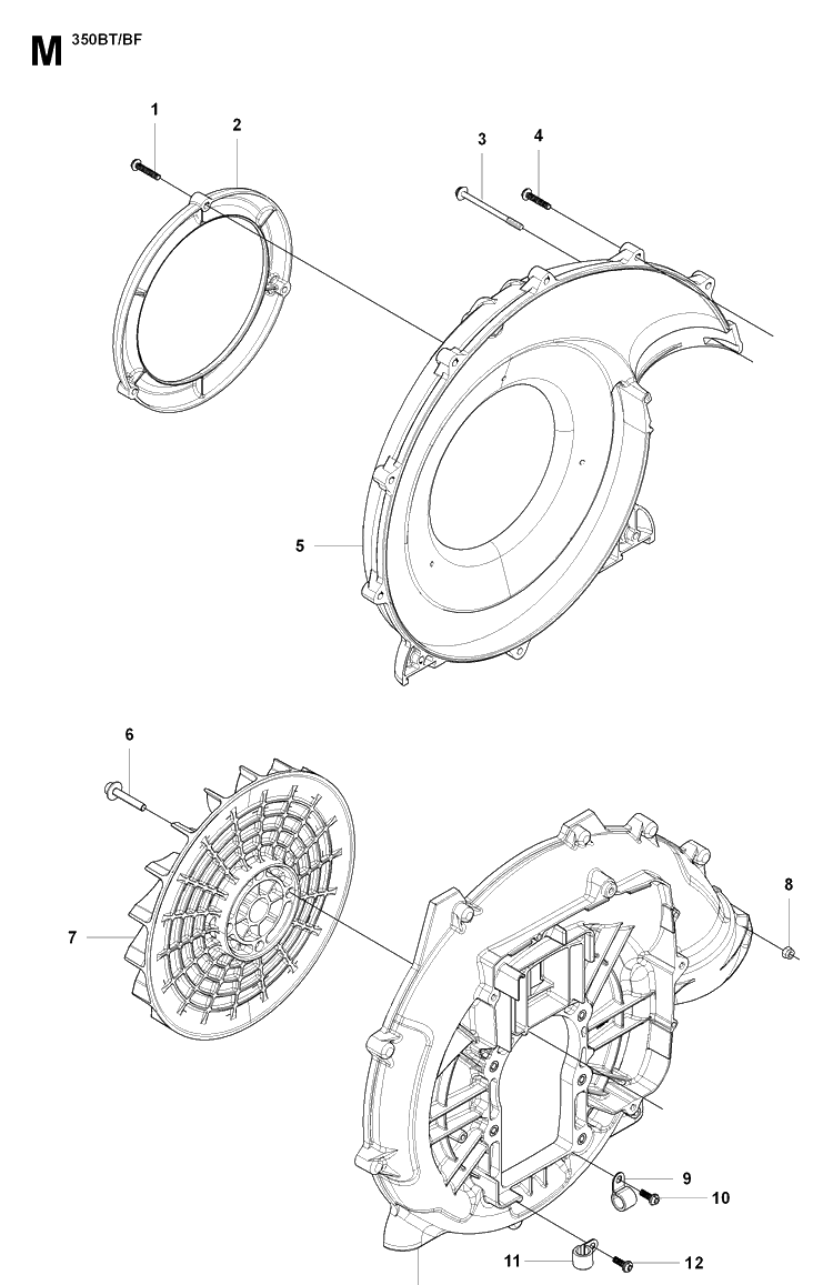 Fan Diagram and Parts List for  Husqvarna Leaf Blower / Vacuum