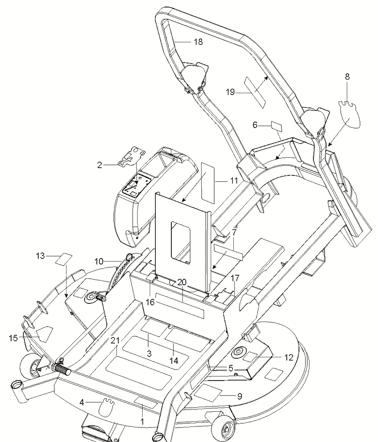 Decals Diagram and Parts List for (970467701-00)(2020-04) Husqvarna Lawn Mower