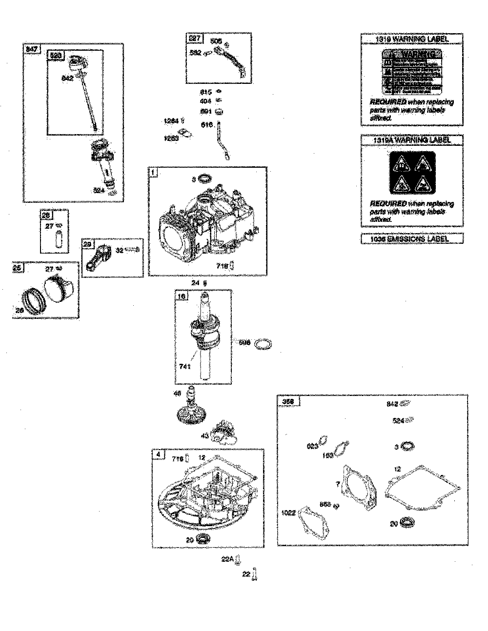 Cylinder/crankshaft/gasket set Diagram and Parts List for  Husqvarna Lawn Mower