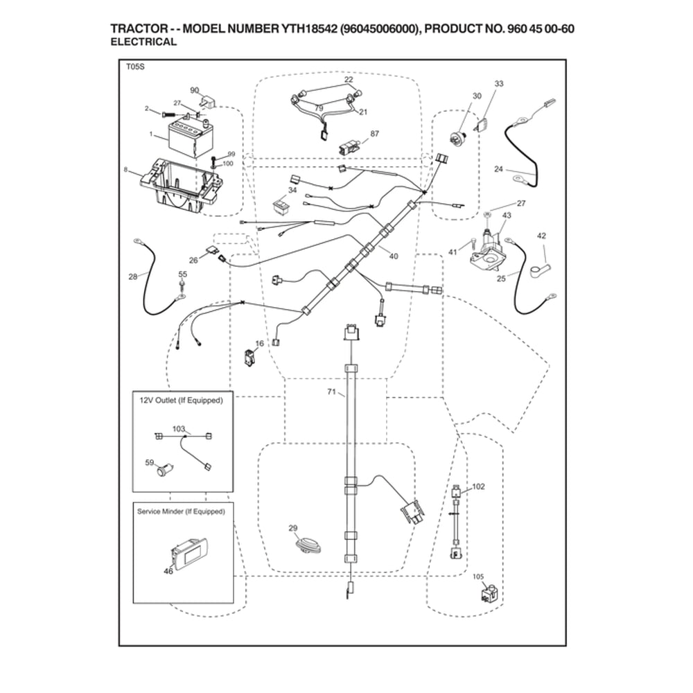 Electrical Diagram and Parts List for  Husqvarna Lawn Tractor