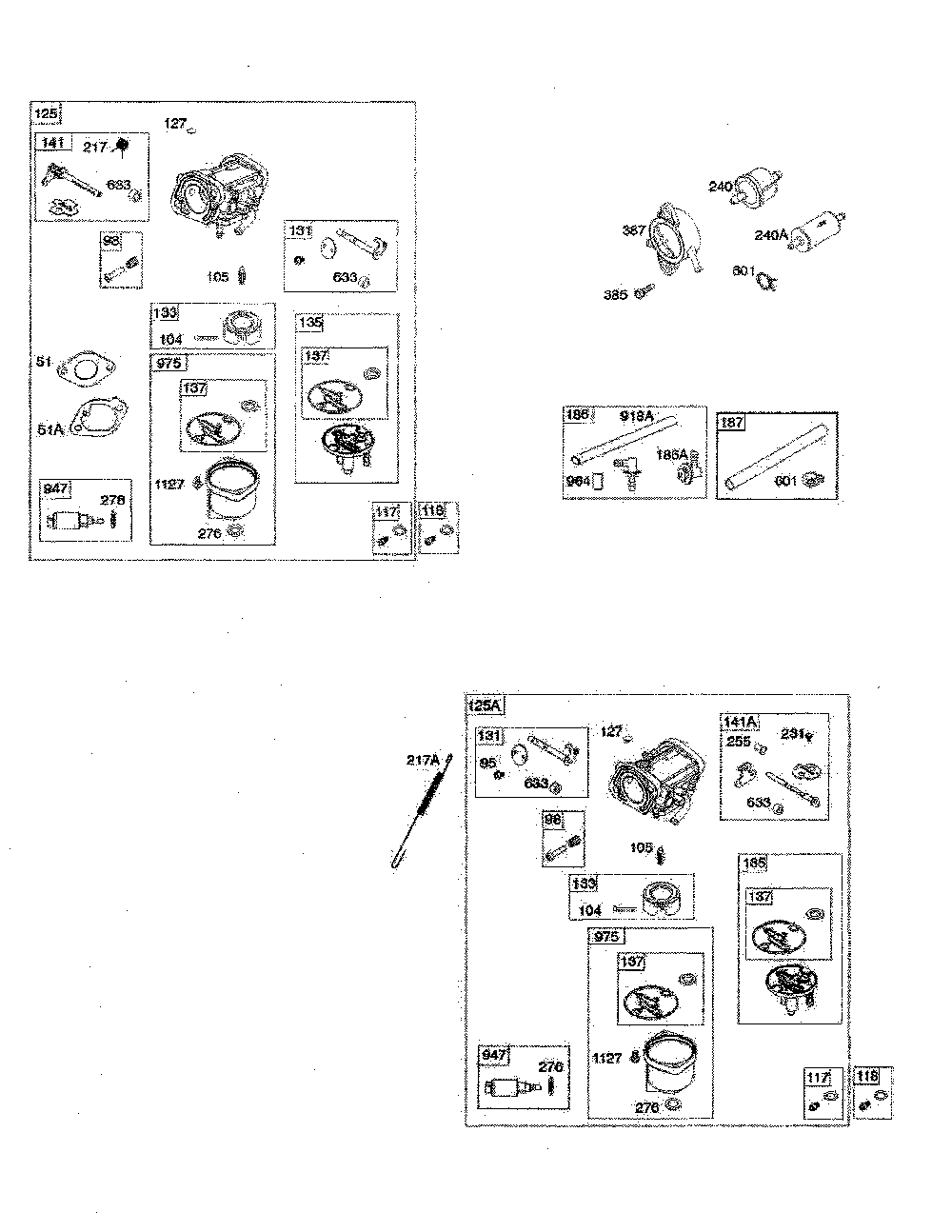 Carburetor/fuel filter Diagram and Parts List for  Husqvarna Lawn Tractor
