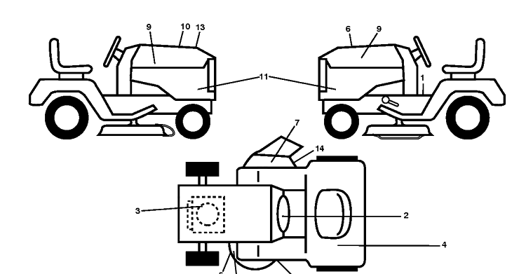 Decals Diagram and Parts List for  Husqvarna Lawn Tractor