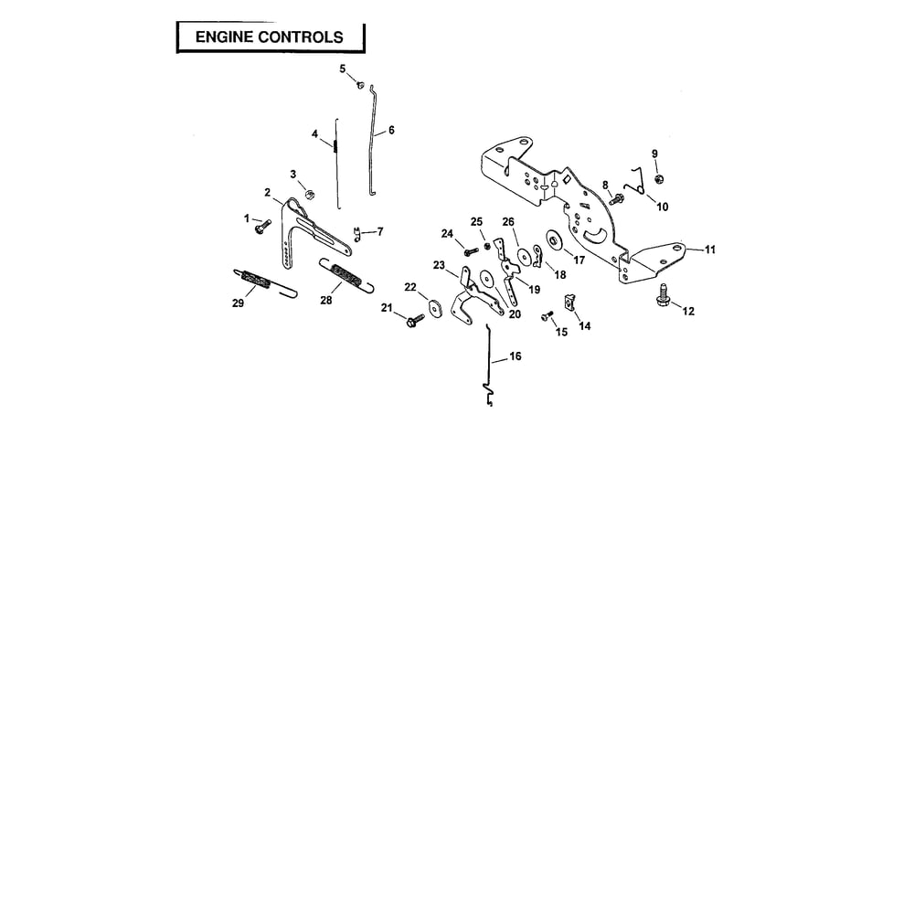 Engine >> Engine Controls Diagram and Parts List for  Husqvarna Lawn Tractor