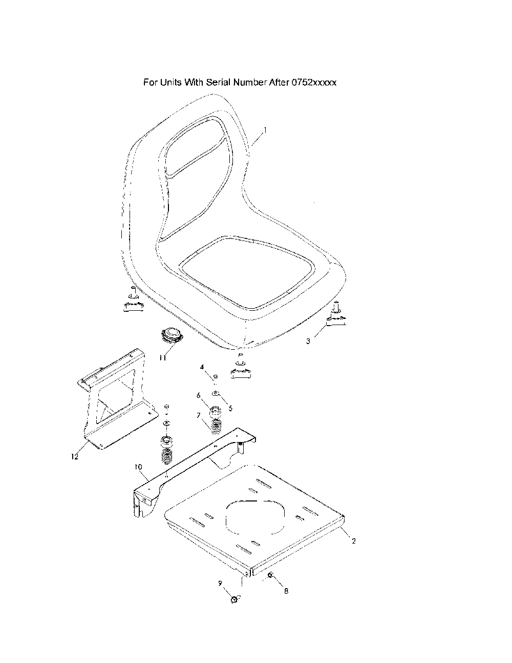 Seat Diagram and Parts List for  Husqvarna Lawn Mower