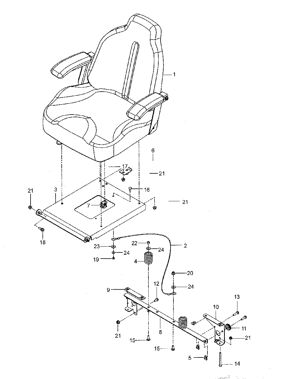 Seat Diagram and Parts List for  Husqvarna Lawn Mower